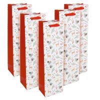 5 SIGEL Geschenktüten für Flaschen Christmas Motiv rot/weiß 10,0 x 35,0 cm