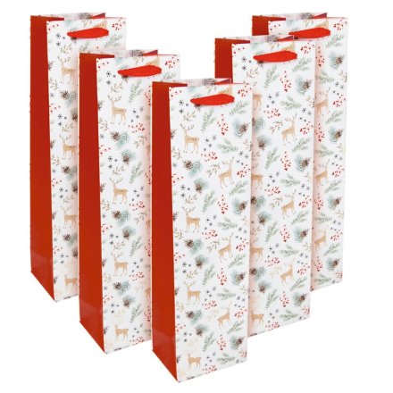 5 SIGEL Geschenktüten für Flaschen Christmas Motiv rot/weiß 10,0 x 35,0 cm
