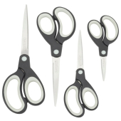  RAPESCO Scheren-Set Soft Grip grau, 4 Scheren, Rechts- und Linkshänder 