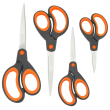  RAPESCO Scheren-Set Soft Grip orange, 4 Scheren, Rechts- und Linkshänder 