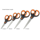  RAPESCO Scheren-Set Soft Grip orange, 4 Scheren, Rechts- und Linkshänder 