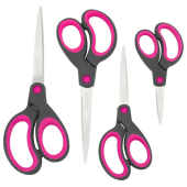  RAPESCO Scheren-Set Soft Grip hot pink, 4 Scheren, Rechts- und Linkshänder 