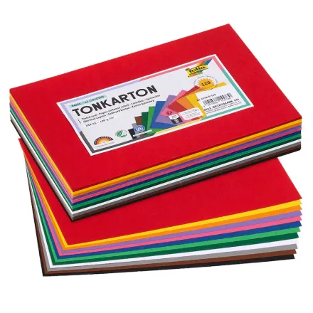 folia Tonpapier farbsortiert 180 g/qm 120 Blatt   DIN A5