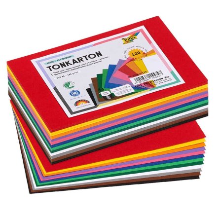 folia Tonpapier farbsortiert 180 g/qm 120 Blatt DIN A6