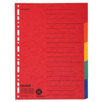 FALKEN Ordnerregister DIN A4 Vollformat blanko farbig 5-teilig, 1 Satz