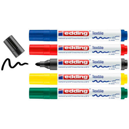 edding 4500 basic Textilmarker farbsortiert 2,0 - 3,0 mm, 5 Stück