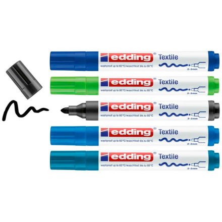 edding 4500 cool Textilmarker farbsortiert 2,0 - 3,0 mm, 5 Stück