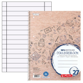  herlitz Collegeblock Recycling Lineatur 27 liniert DIN A4 Innen- und Außenrand, 1 Block 