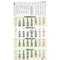 4-Monats-Wandkalender 2027 von ZETTLER KALENDER, grau/grün