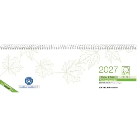 Tischquerkalender 2027 von ZETTLER KALENDER, beige/grün