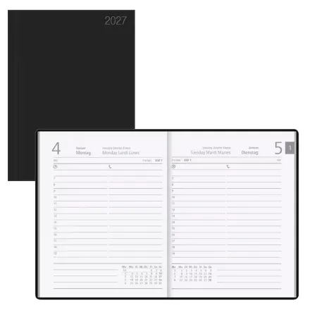 Taschenkalender Tagesplaner 2027 von ZETTLER KALENDER, DIN A6, schwarz
