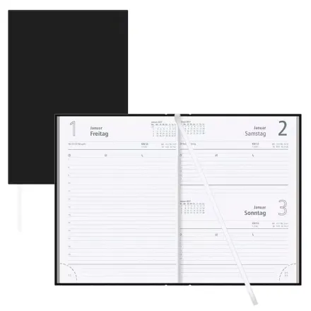 Buchkalender Tagesplaner 2027 von ZETTLER KALENDER, DIN A5, schwarz