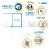  HERMA Etiketten 8630 weiß 105,0 x 148,0 mm, 10 Blatt 