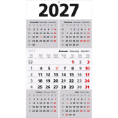  3 5-Monats-Wandkalender 2027, weiß/grau 