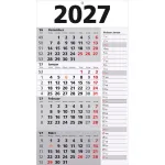3 4-Monats-Wandkalender Memo-Planer 2027, weiß/grau