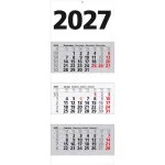 3-Monats-Wandkalender 2027, weiß/grau