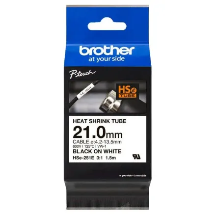 Original Brother HSe-251E Heißschrumpfschlauch schwarz auf weiß