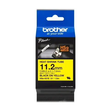 Original Brother HSe-631E Heissschrumpfschlauch schwarz auf gelb