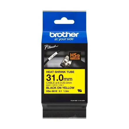 Original Brother HSe-661E Heissschrumpfschlauch schwarz auf gelb