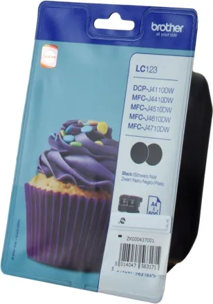 Original Brother LC-123 BK BP2 Tintenpatrone schwarz Doppelpack (ca. 600 Seiten)