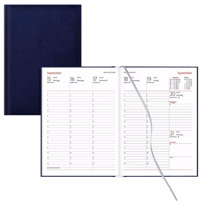  Buchkalender Wochenplaner 2026 von Lediberg, DIN A5, blau 