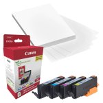 Original Canon CLI-571 XL + 10x15 cm Fotopapier 50 Blatt 0332 C 006 Tintenpatrone MultiPack Bk,C,M,Y High-Capacity + Fotopapier 50 Blatt (ca. 11 ml)