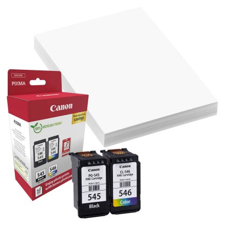 Original Canon PG-545 + CL-546 + 10x15 cm Fotopapier 50 Blatt 8287 B 008 Tintenpatrone Multipack schwarz + color + Fotopapier 50 Blatt (ca. 180 Seiten)