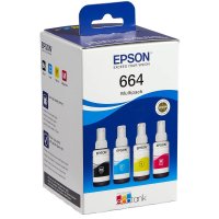 Original Epson 664 C 13 T 664640 Tintenflasche MultiPack Bk,C,M,Y (ca. 70 ml)