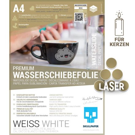 Wasserschiebefolie weiss Laser 1 DIN A4 Blatt  SKULLPAPER