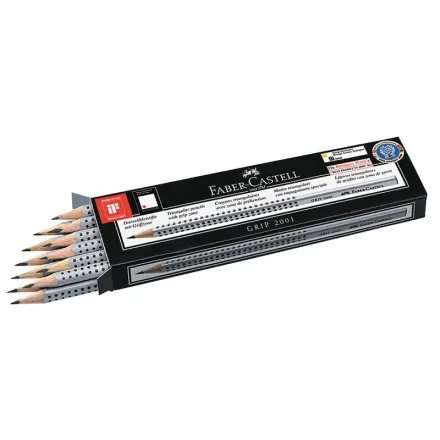 12 Bleistifte GRIP 2001 von FABER-CASTELL, HB, silber
