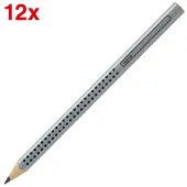  12 Bleistifte Jumbo GRIP 2001 von FABER-CASTELL, B, silber 