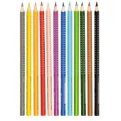  12 Buntstifte Colour Grip von FABER-CASTELL farbsortiert -Karton-Etui- 