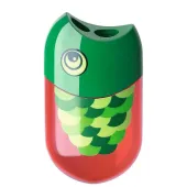  Dosenspitzer doppelt Fisch von FABER-CASTELL, grün/rot 