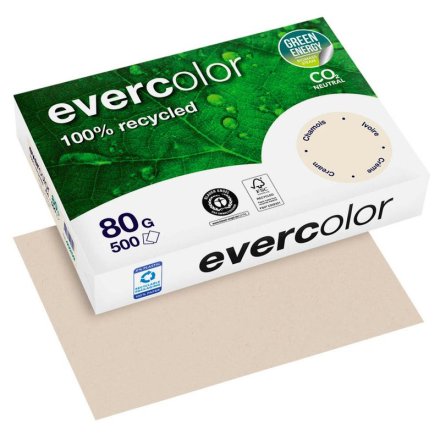 farbiges Kopierpapier Recyclingpapier Evercolor von Clairefontaine, DIN A4, 80 g/m², 500 Blatt, chamois