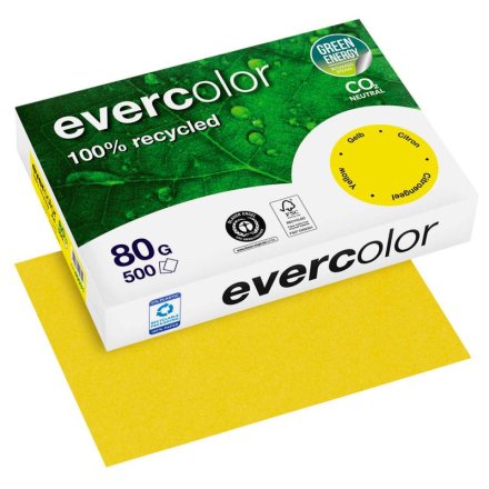 farbiges Kopierpapier Recyclingpapier Evercolor von Clairefontaine, DIN A4, 80 g/m², 500 Blatt, gelb