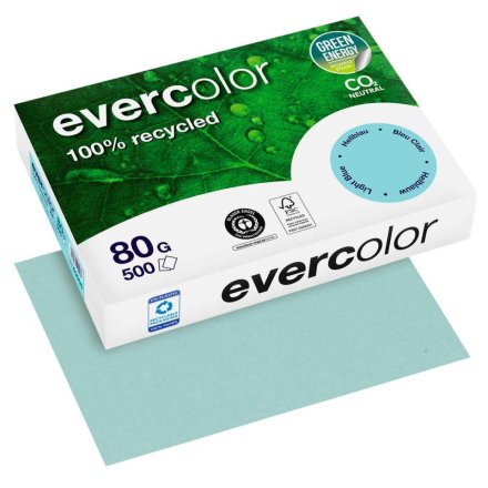 farbiges Kopierpapier Recyclingpapier Evercolor von Clairefontaine, DIN A4, 80 g/m², 500 Blatt, hellblau