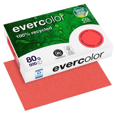 farbiges Kopierpapier Recyclingpapier Evercolor von Clairefontaine, DIN A4, 80 g/m², 500 Blatt, himbeerrot