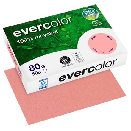 farbiges Kopierpapier Recyclingpapier Evercolor von Clairefontaine, DIN A4, 80 g/m², 500 Blatt, rosa