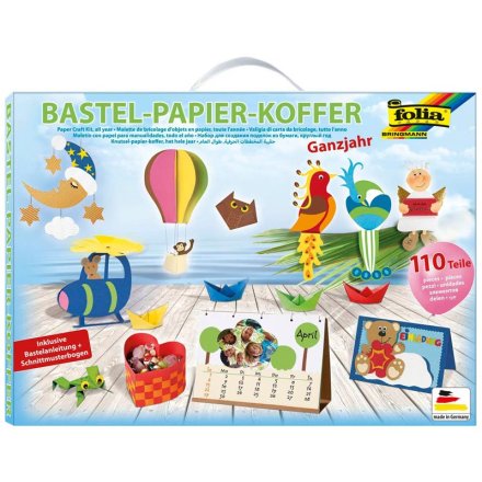 folia Bastelset Papier-Koffer Ganzjahr 110-teilig, mehrfarbig