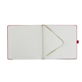  Notizbuch UNMÖGLICHES MÖGLICH MACHEN von Lediberg, quadratisch, kariert, rot 