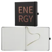  Notizbuch ENERGY von Lediberg, quadratisch, kariert, schwarz 