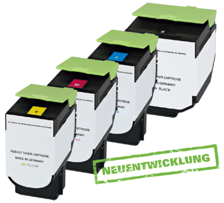 4 Toner von tintenalarm.de ersetzt Lexmark 80C2HK0, 80C2HC0, 80C2HM0, 80C2HY0