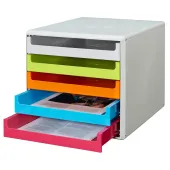  M&M Ablagebox, Schubladenbox blau 30050911, DIN A4 mit 5 Schubladen 