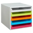  M&M Ablagebox, Schubladenbox grau, grün, orange, blau, rot 30050967, DIN A4 mit 5 Schubladen 