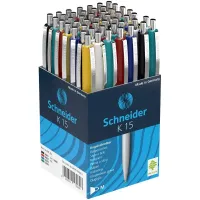 50 Kugelschreiber K15 von Schneider, Schreibfarbe blau, farbsortiert