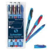  3 Kugelschreiber Slider Memo XB von Schneider, farbsortiert 