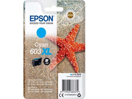 Original Epson C13T03A24010 603XL Tintenpatrone cyan High-Capacity (ca. 350 Seiten)