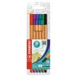 6 Fineliner point 88 von STABILO, farbsortiert, 0,4 mm