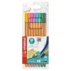  8 Fineliner point 88 von STABILO, farbsortiert Pastell, 0,4 mm 