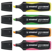  4 Textmarker GREEN BOSS von STABILO, farbsortiert 